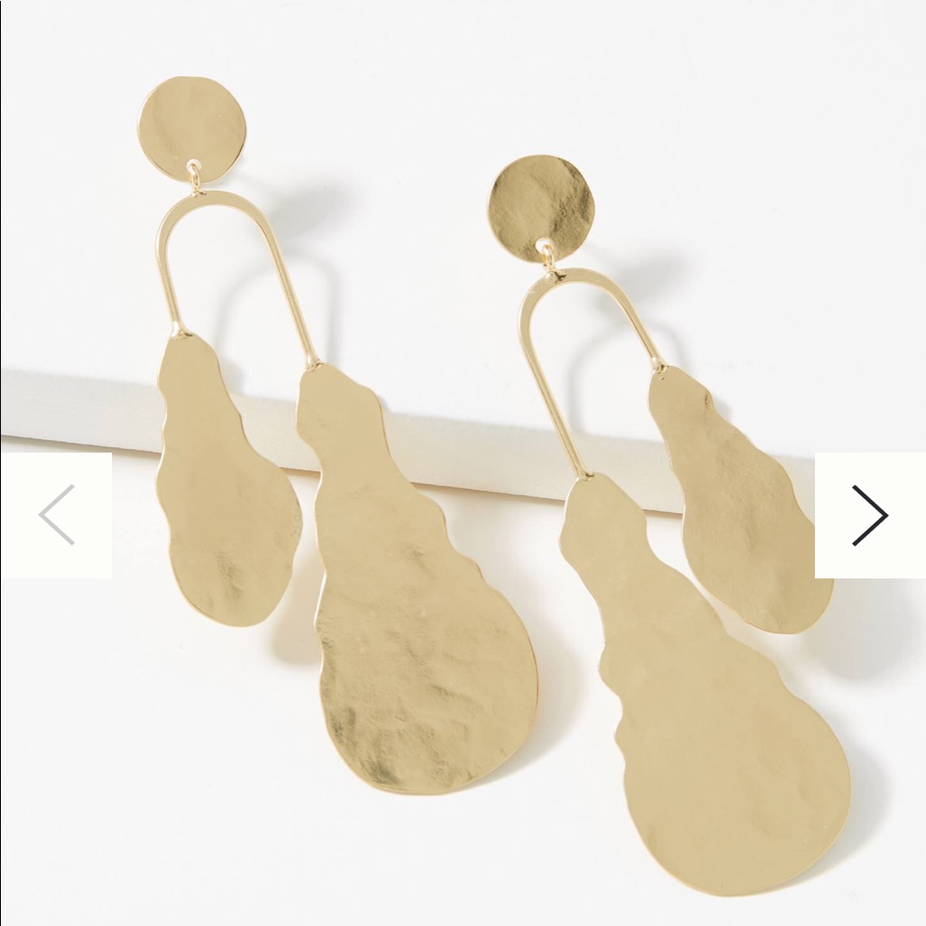 Anthropologie Gold Asymmetrical Drop Earrings 19$